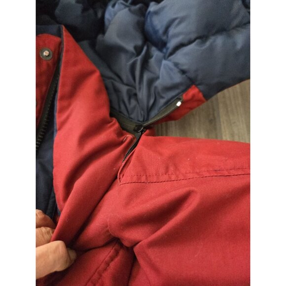 Eddie Bauer Goose Down Mens XL Ridgeline Puffer Jacket Red Hooded Parka - Picture 12 of 14